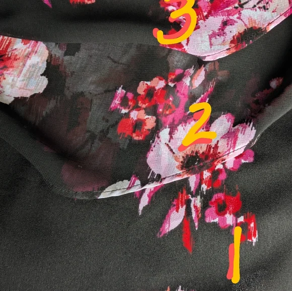 EUC....White House Black Market Floral Chiffon Ruffle Fit & Flare Dress Size 2 - Picture 12 of 12